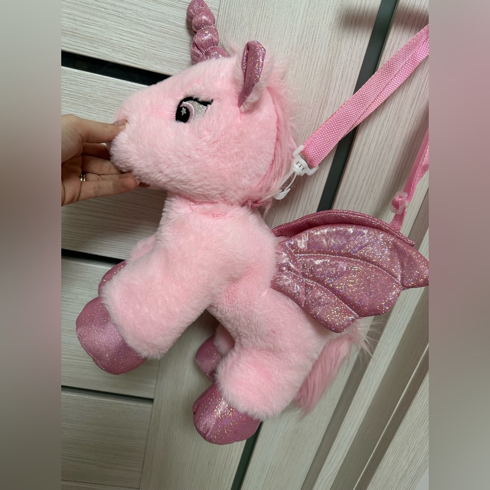 Plush unicorn girls shoulder bag